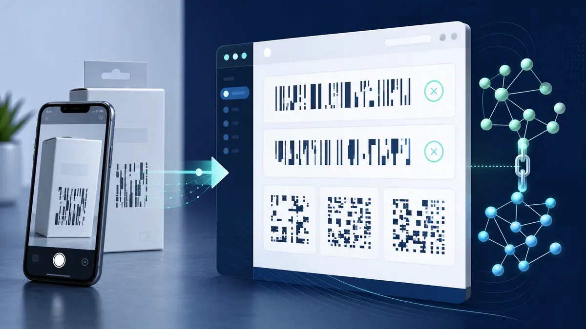 Product barcode photograph being decoded in a browser-based image scanner