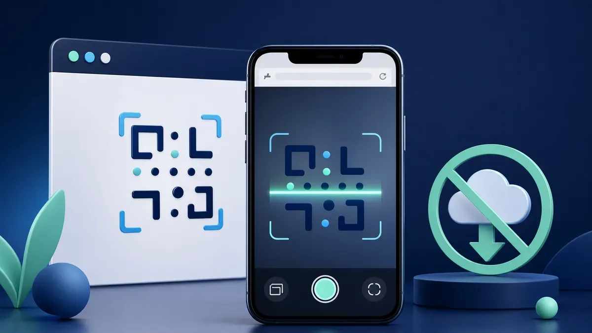 Smartphone scanning a QR code without installing any app